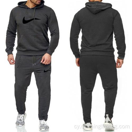 Siwtiau Chwaraeon Ffitrwydd Hooded Tracksuit Dynion